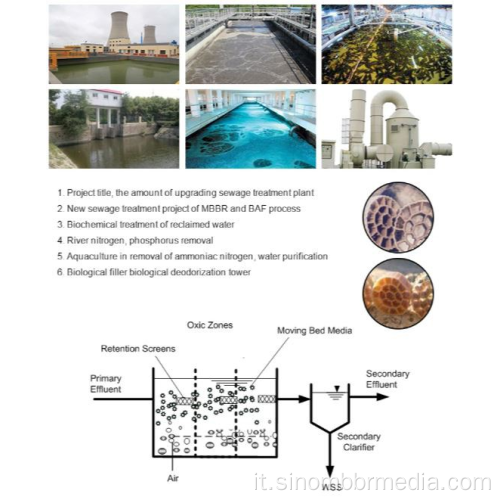 Media MBBR HDPE K3 di recente ed efficiente